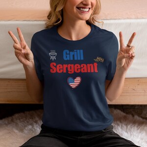 Grill Sergeant T-Shirt, Funny BBQ 4th of July Shirt, Patriotic Cooking Tee for Men, Backyard Grill Master Gift, Independence Day BBQs