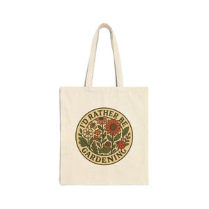 Gardening-Themed Cotton Canvas Tote Bag, Eco-Friendly Shopping Bag, Plant Lover Gift, Farmers Market, Earth Day Essentials, Floral Design