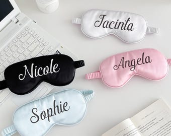 Personalized Satin Eye Mask/ Sleeping/ Bridesmaid Gift/ Birthday Party/ Sleepover Gift/ Anniversary/ Bachelorette Favor/ Customized Monogram