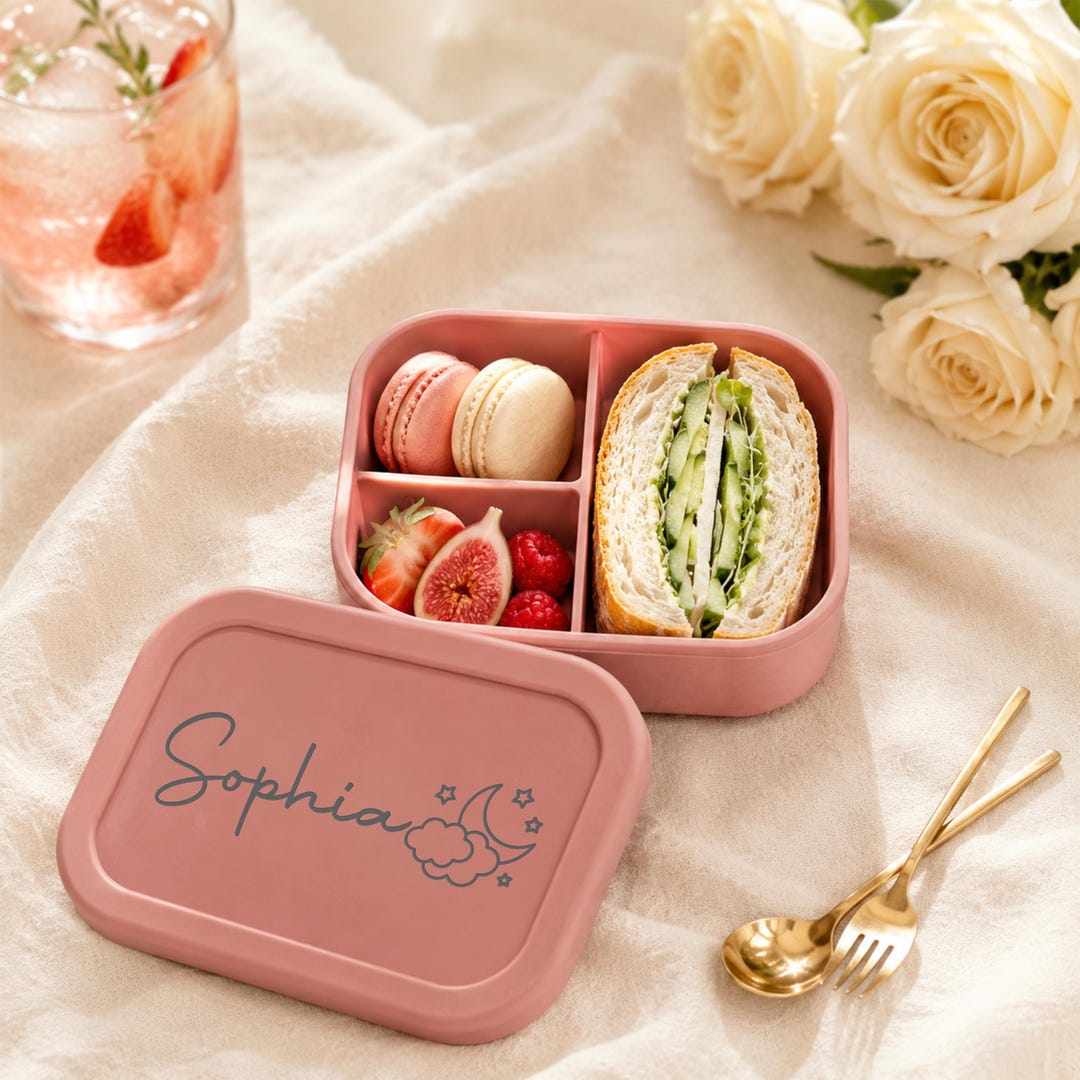 Custom Inflatable Lunch Box Personalized Silicone Lunch Box/ Custom Name Divided Bento Container ...