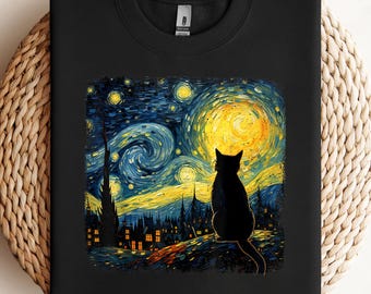 Cat Starry Night Van Gogh Cat For Cat Lover Cat Mom Cat Dad PNG, sublimation, clipart design, digital download