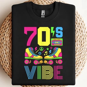 Années 70, ambiance des années 1970, tenue de soirée à thème mode des années 70, costume des années 70 PNG, sublimation, clipart, téléchargement numérique