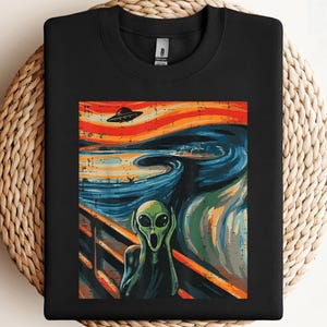 Alien Scream Painting Funny UFO Space Art Femmes Hommes Enfants PNG, sublimation, conception clipart, téléchargement numérique