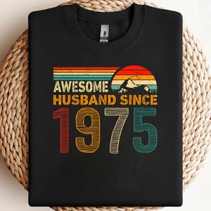 Awesome Husband Since 1975 Couples 1975 Wedding Anniversary PNG, sublimation, clipart design, digital download