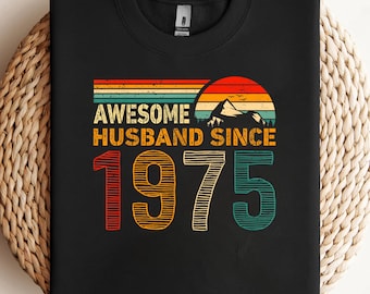 Awesome Husband Since 1975 Couples 1975 Wedding Anniversary PNG, sublimation, clipart design, digital download