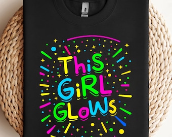 This Girl Glows For Kids Tie Dye Bright Colors 80's And 90's PNG, sublimation, clipart design, digital download