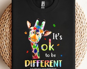 Autism Awareness Cute Giraffe Animal Its Ok To Be Different PNG, sublimation, clipart design, digital download