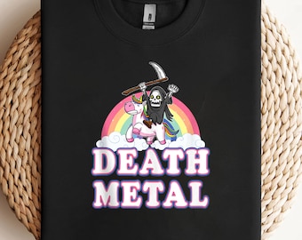 Música rock metal, muerte, arcoíris, parca, unicornio, PNG, sublimación, diseño de clipart, descarga digital