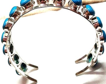Türkis Sterling Silber Manschette Armband - Southwestern Double Reihe Armreif