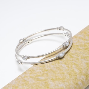 Mother Of White Pearl Bracelet 925 Sterling Silver Solid Silver Bangle Gemstone Bracelet Anniversary Gift August Birtstone Gift For Her