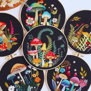 Mushroom & Flower Embroidery Kit (20cm Loop)