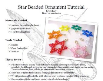 Star Beaded Ornament Tutorial: PDF Download