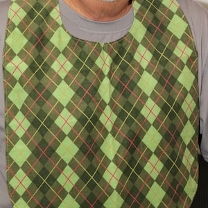 Adult Bib:  Green Tartan Plaid corduroy