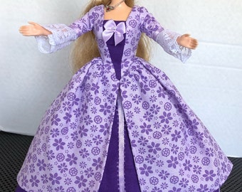 11 1/2" doll dress set:  Purple Flowers