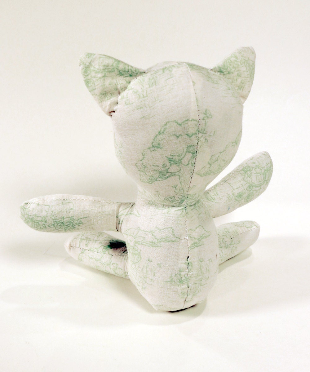 Green Toile Bunny Linen Towel