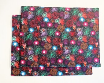 Pair of Placemats:  Fireworks in the Night Sky