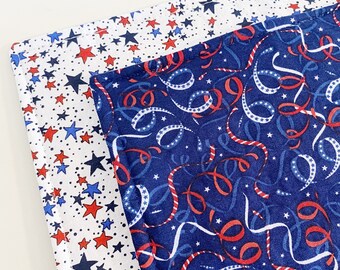 Pair of Reversible Placemats:  Patriotic Ribbons and Stars