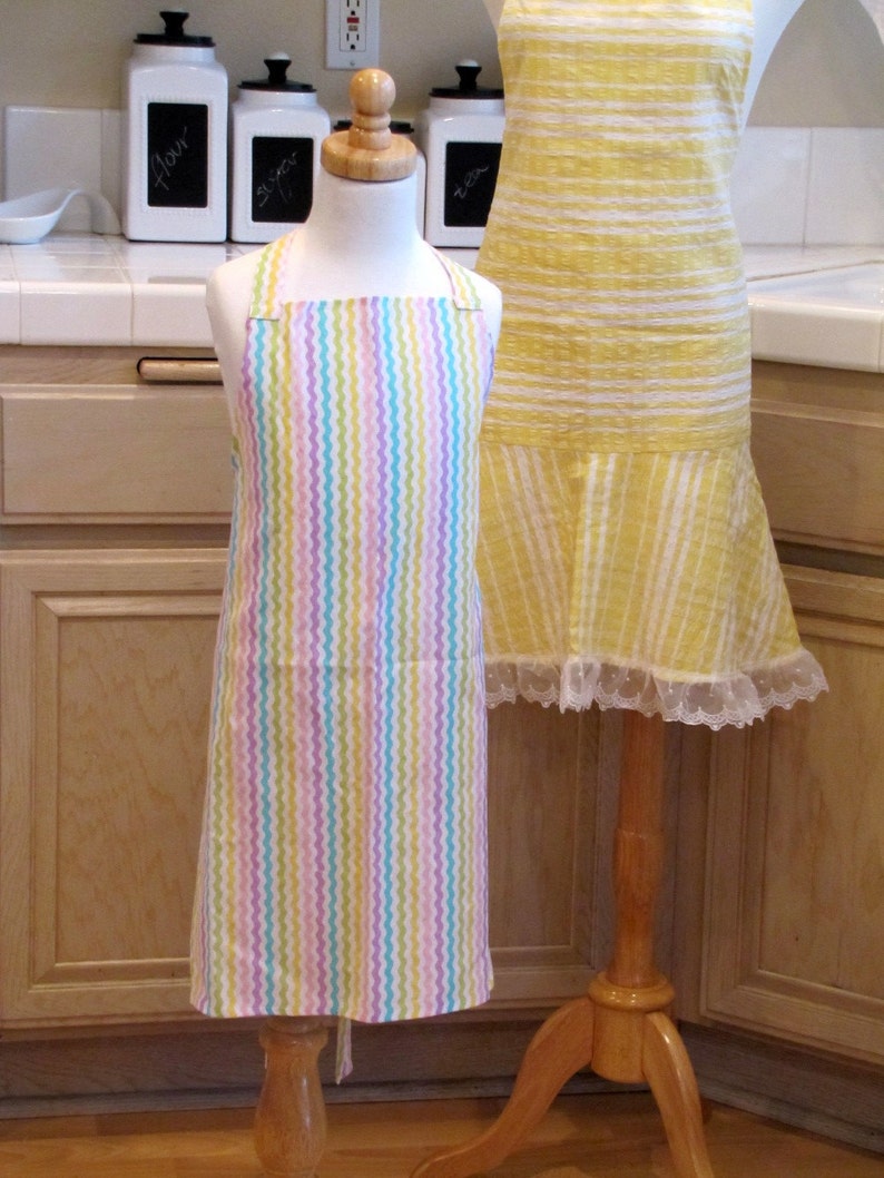 Children's Bib Apron: Easter Stripes image 1