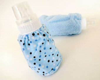 Light Blue Polka Dots Flannel bottle cover