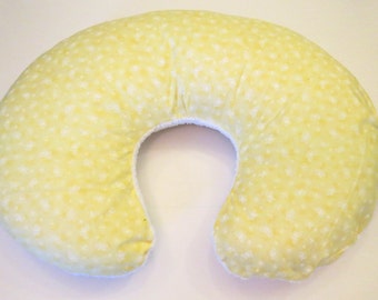 Reversible Nursing Pillow Cover: White Butterflies on Yellow and White Soft n Fluffy