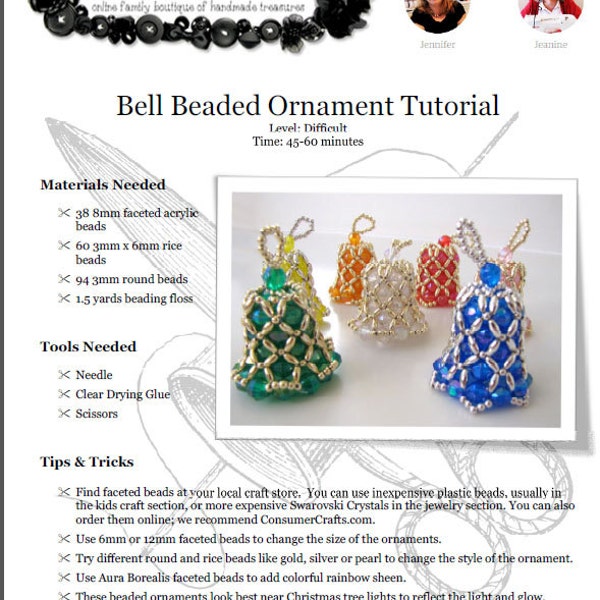 Bell Beaded Ornament Tutorial: PDF Download