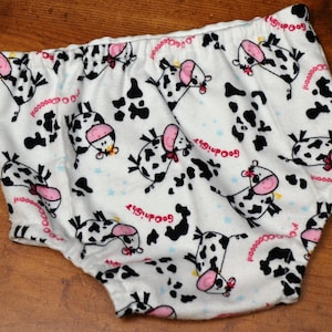 Moo Cow flannel diaper cover