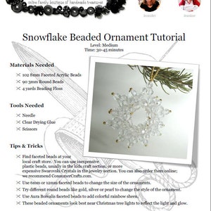 Snowflake Beaded Ornament Tutorial: PDF Download