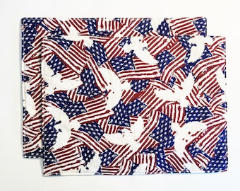 Pair of Placemats:  Patriotic Eagles and Flags