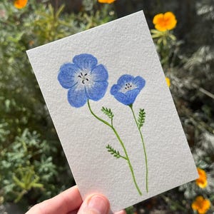 Yeux bleus bébé / Aquarelle / Peint à la main / Carte postale / Carte-cadeau / Impression