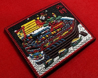 Parche bordado del buque insignia de la Armada de Joseon, barco del almirante, parche moral de la herencia coreana