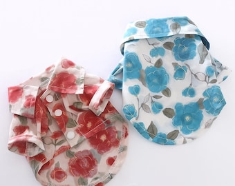 Floral Dog Shirt for Small Dogs and Cats | Lightweight Summer Pet Clothes | Button Up Puppy Shirt for Party Outdoor Walkwear