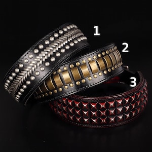 Luxury Studded Leather Dog Collar | Heavy Duty Spiked Pet Collar for Large Dogs | Adjustable Wide Punk Style Collar for Medium Large Breeds