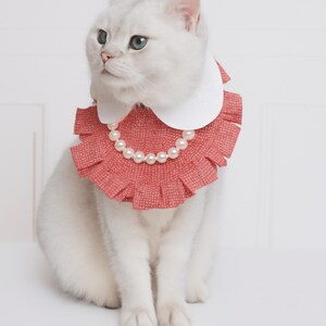 Elegant pärlhalsband med volanger för katter och små hundar, prinsessliknande husdjurstillbehör för vardagsbruk eller speciella tillfällen bild 4