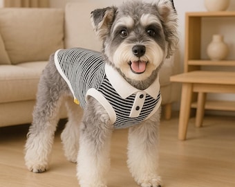 Striped Polo Shirt for Small Dogs and Cats  Soft Breathable Summer Pet Clothes Cute Puppy Kitten Outfit for Daily Wear and Photo Shoots