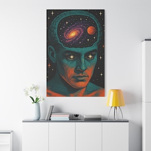 Galactic Dreams Canvas Art, Cosmic Wall Decor, Retro Space Artwork, Psychedelic Home Decor, Unique Gift for Astronomers