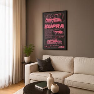 Toyota Supra MK4 Vertical Poster, Car Lover Wall Art, Automotive Decor, Japanese JDM Artwork, Vintage Style Print, Gift for Him