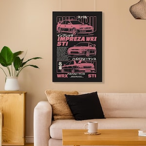 Subaru Impreza WRX STI Poster, JDM Wall Art, GC8 Turbo Rally Car Print, Japanese Sports Car Decor, Drift & Tuner Garage Artwork