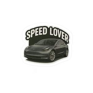 Tesla Speed Love Kiss-Cut vinyl decal, snelle auto sticker, race minnaar cadeau, autoliefhebber sticker, automotive decor, auto-accessoires sticker