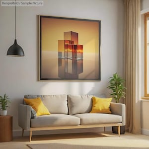 Modern Crystal Cube Digital Art Print | Geometric Abstract Home Decor | Instant Download