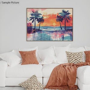 Tropical Palm Paradise Printable Art - Instant Download Beach Scene Digital Wall Decor