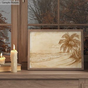 Palm Tree Digital Art Print - Vintage Tropical Wall Decor - Instant Download, Boho Minimalist Home Art