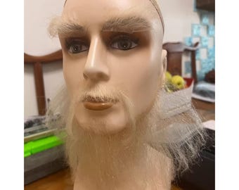 White Beard and Eyebrow Set, High-Definition Lace, Cosplay Props
