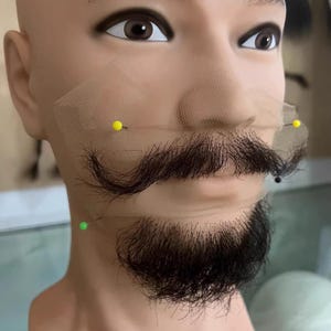 Black Men&#39;s Beard, 100% Hand-Made Realistic Fake Beard, Invisible HD Yarn Beard Set, Stick-On Portable Beard