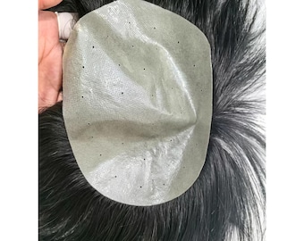 Men's Black Real Hair Wig, Simulated Scalp, Trimmable