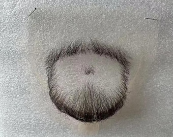 Custom Human Hair Fake Beard, Invisible Yarn Edge