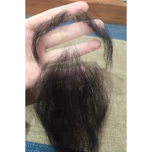 Handmade HD Lace Fake Beard and Mustache,Realistic Fake Beard Kit 100% Real Human Hair Full Handmade