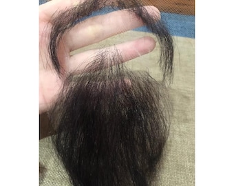 Handmade HD Lace Fake Beard and Mustache,Realistic Fake Beard Kit 100% Real Human Hair Full Handmade