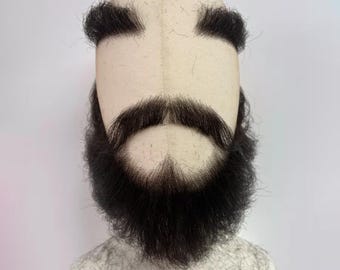 Custom Black Full Beard, With Eyebrows
