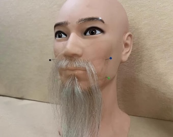 Handmade Long White Beard, Realistic Costume Beard, 100% Real Hair