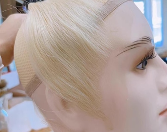 White Real Hair Wig, Men's Sideburns, Handmade Custom Wig